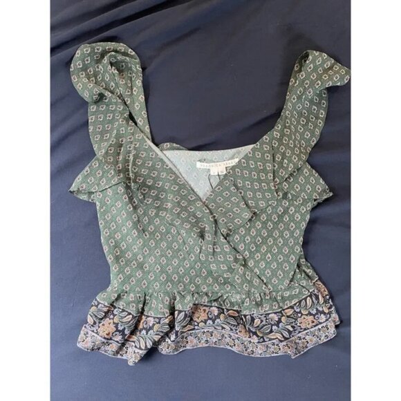 Veronica Beard Women’s Randa Silk Top Seaglass Multi Peplum Ruffle Floral Size 6 - Picture 10 of 10